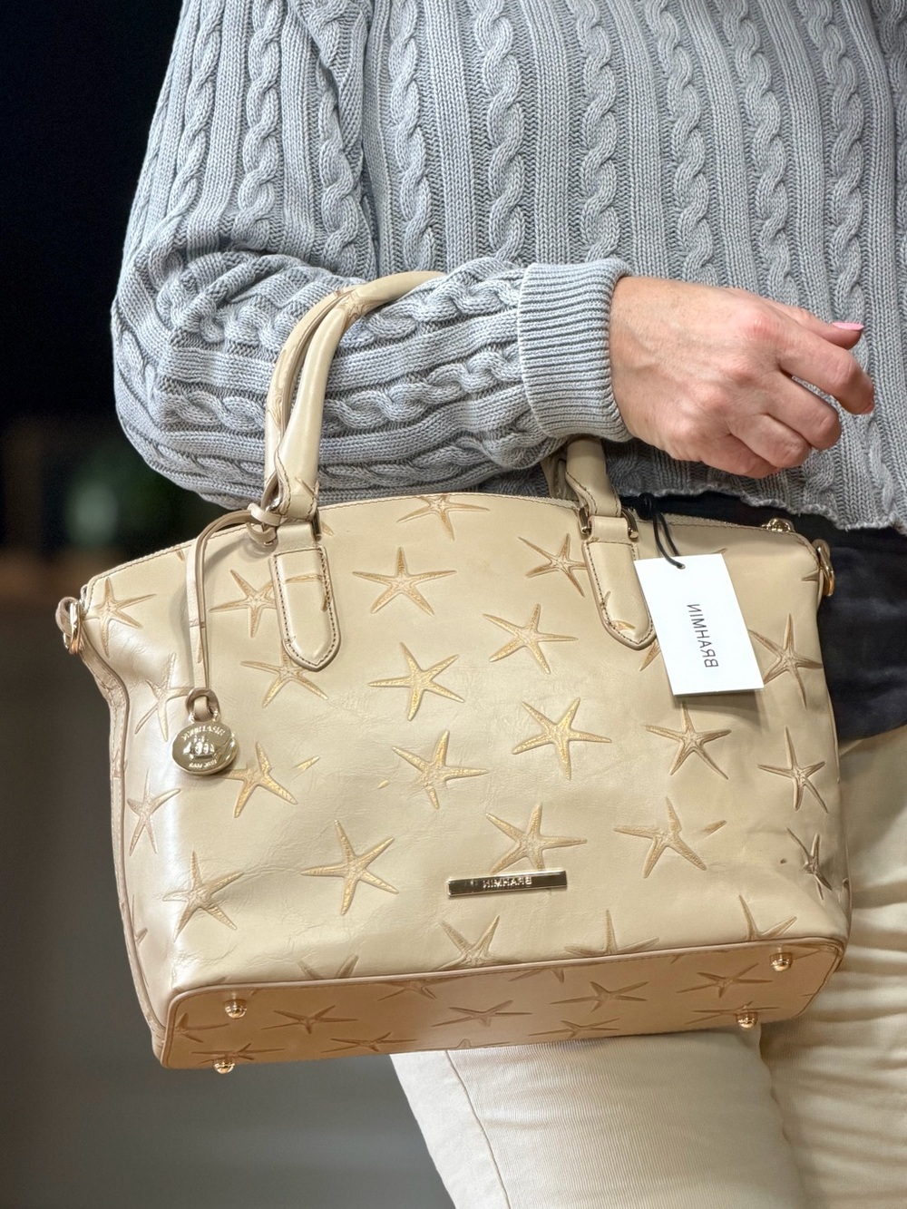 Brahmin Coastal‎ 2019 Duxbury Starfish Embossed Leather Satchel Crossbody NWT